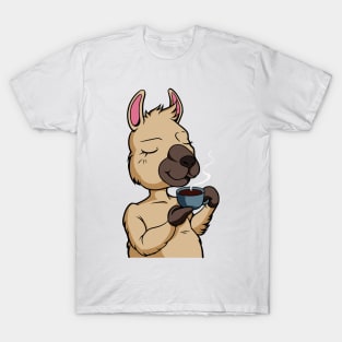 Llama drinking coffee - Coffee drinker T-Shirt